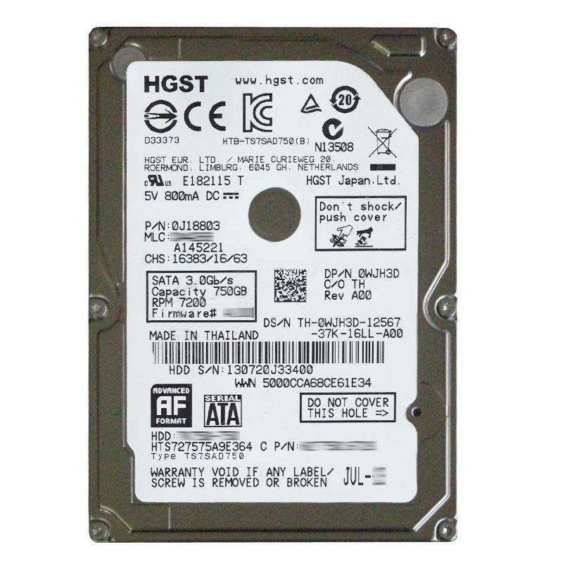 Hitachi 0J18803 - 750GB 7.2K SATA 3.0Gbps 2.5Inch 16MB Cache Hard Drive
