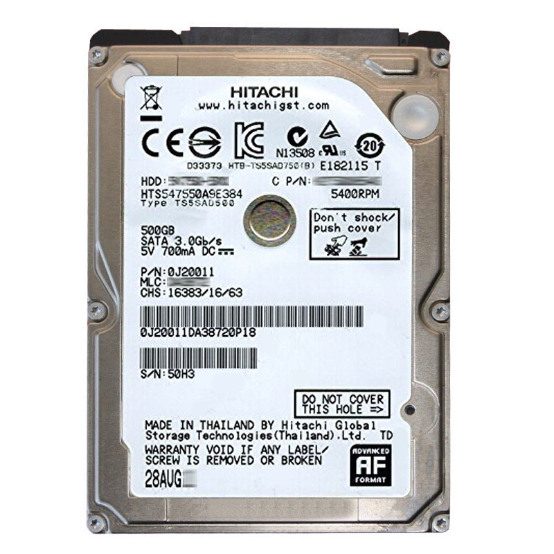 Hitachi 0J20011 - 500GB 5.4K SATA 3.0Gbps 2.5Inch 8MB Cache Hard Drive