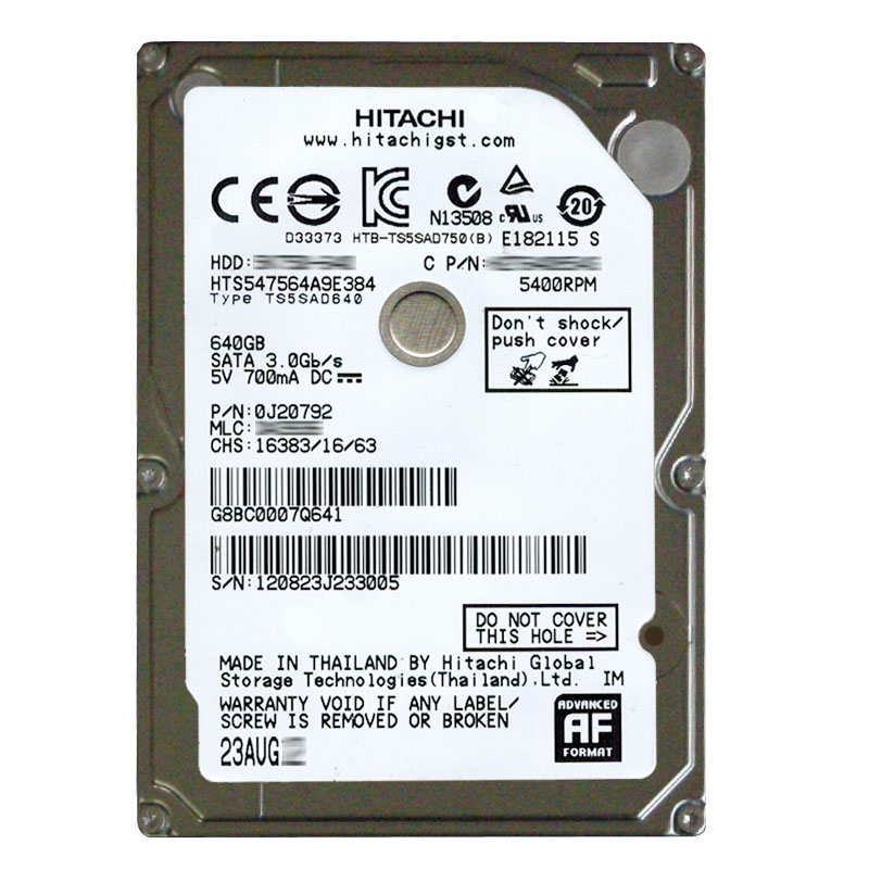 Hitachi 0J20792 - 640GB 5.4K SATA 3.0Gbps 2.5Inch 8MB Cache Hard Drive