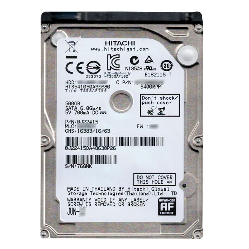 0J22415.jpg Hitachi 0J22415 - 500GB 5.4K SATA 6.0Gbps 2.5Inch 8MB Cache Hard Drive - Image 1