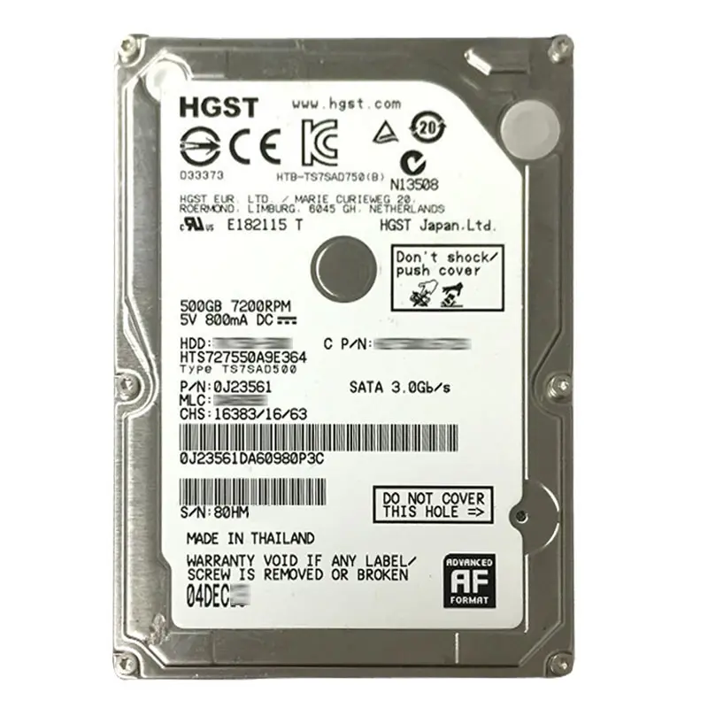 0J23561.jpg Hitachi 0J23561 - 500GB 7.2K SATA 3.0Gbps 2.5Inch 16MB Cache Hard Drive - Image 1