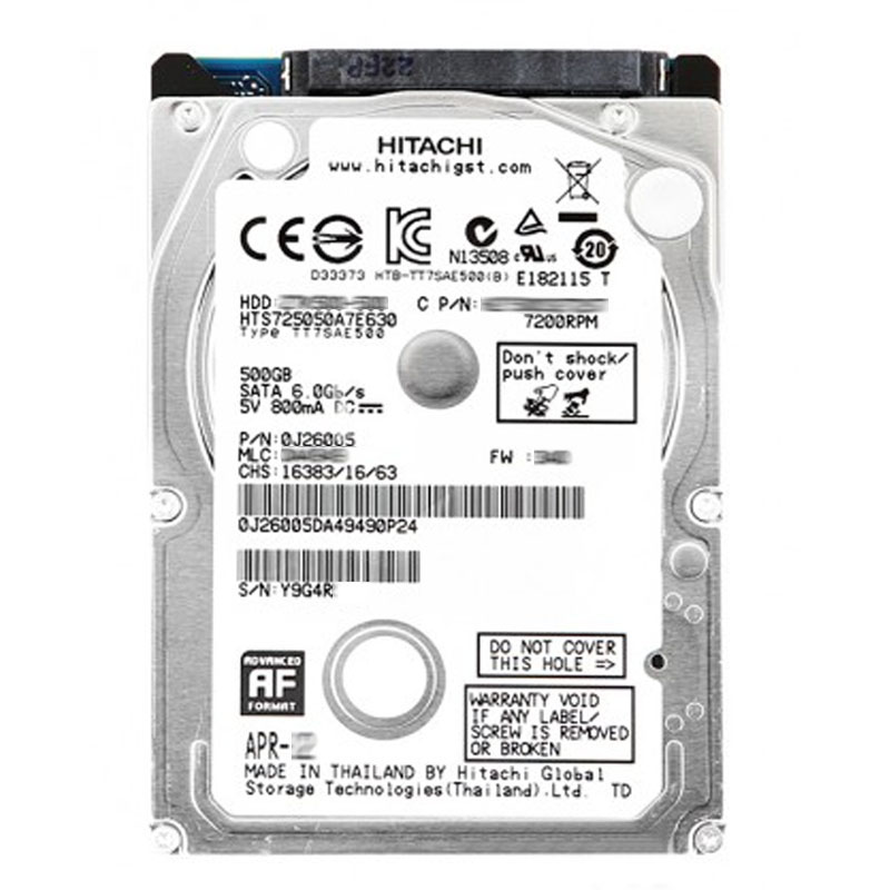 Hitachi 0J26005 - 500GB 7.2K SATA 6.0Gbps 2.5Inch 32MB Cache Hard Drive