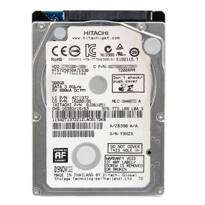 Hitachi 0J26105 - 500GB 7.2K SATA 6.0Gbps 2.5Inch 32MB Cache Hard Drive