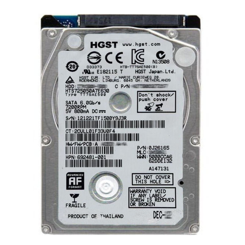 Hitachi 0J26165 - 500GB 7.2K SATA 6.0Gbps 2.5Inch 32MB Cache Hard Drive