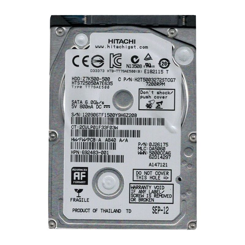 0J26175.jpg Hitachi 0J26175 - 500GB 7.2K SATA 2.5" Hard Drive - Image 1