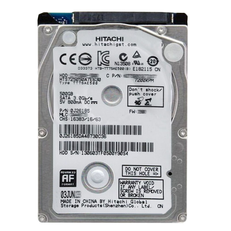 Hitachi 0J26185 - 500GB 7.2K SATA 6.0Gbps 2.5Inch 32MB Cache Hard Drive