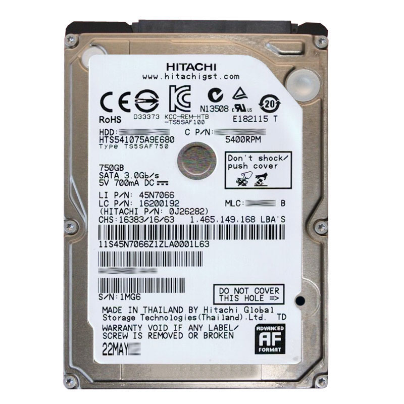 0J26282.jpg Hitachi 0J26282 - 750GB 5.4K SATA 3.0Gbps 2.5Inch Hard Drive - Image 1
