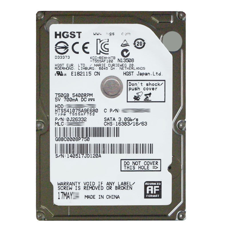 Hitachi 0J26332 - 750GB 5.4K SATA 3.0Gbps 2.5Inch 8MB Cache Hard Drive