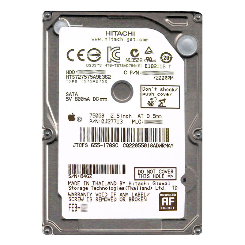 Hitachi 0J27713 - 750GB 7.2K SATA 3.0Gbps 2.5Inch 16MB Cache Hard Drive