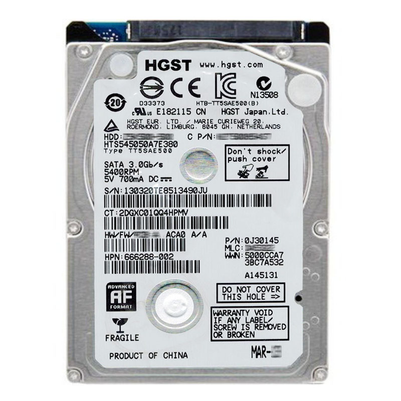 Hitachi 0J30145 - 500GB 5.4K SATA 3.0Gbps 2.5Inch 8MB Cache Hard Drive
