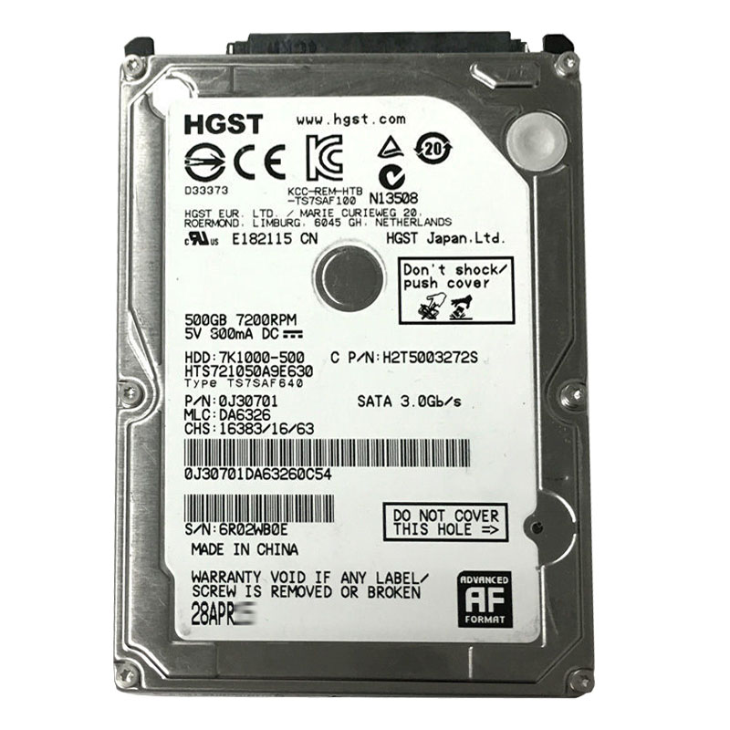 Hitachi 0J30701 - 500GB 7.2K SATA 3.0Gbps 2.5" 32MB Cache Hard Drive