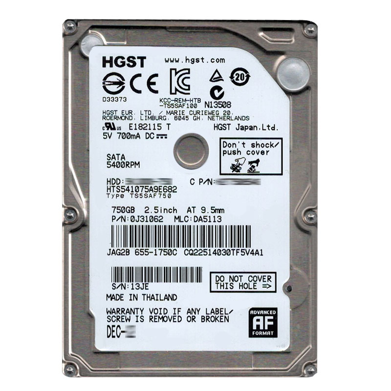 0J31062.jpg Hitachi 0J31062 - 750GB 5.4K SATA 6.0Gbps 2.5Inch 8MB Cache Hard Drive - Image 1