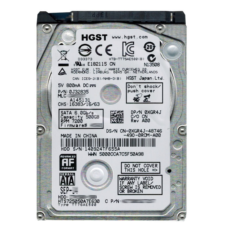 Hitachi 0J32835 - 500GB 7.2K SATA 6.0Gbps 2.5Inch 32MB Cache Hard Drive