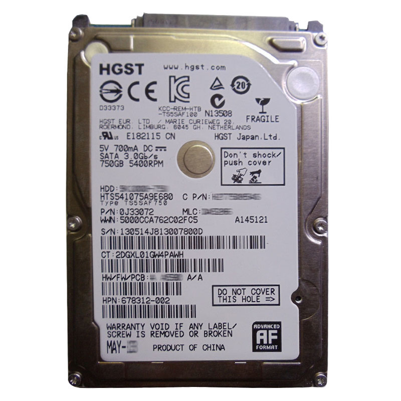 Hitachi 0J33072 - 750GB 5.4K SATA 6.0Gbps 2.5Inch 8MB Cache Hard Drive