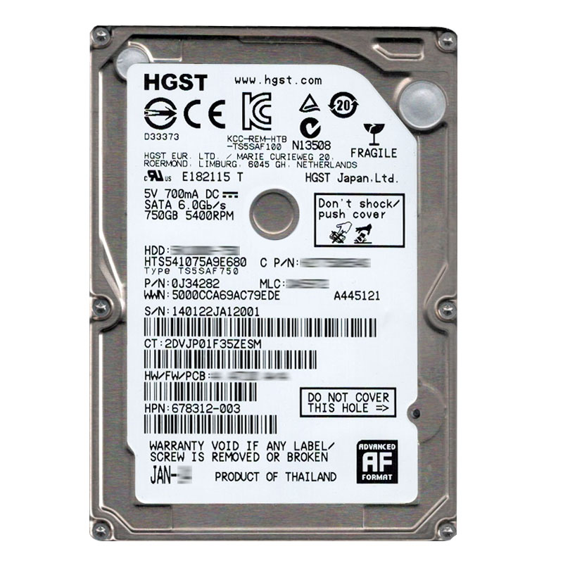 0J34282.jpg Hitachi 0J34282 - 750GB 5.4K SATA 6.0Gbps 2.5Inch 8MB Cache Hard Drive - Image 1
