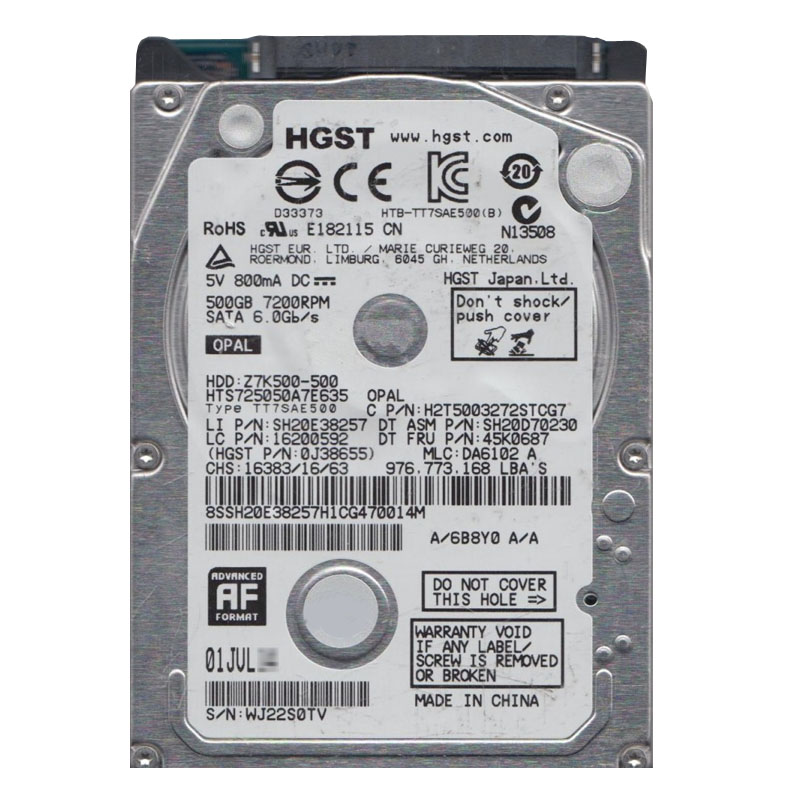 Hitachi 0J38655 - 500GB 7.2K SATA 6.0Gbps 2.5" 32MB Cache Hard Drive