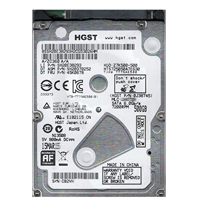 Hitachi 0J38745 - 500GB 7.2K SATA 6.0Gbps 2.5Inch 32MB Cache Hard Drive