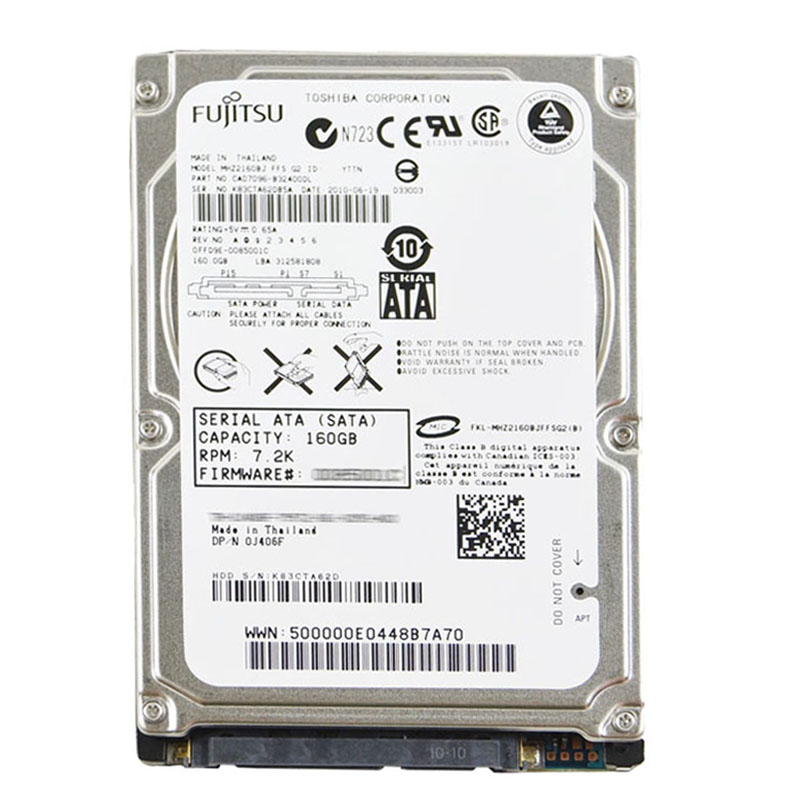 Dell 0J406F - 160GB 7.2K SATA 2.5" Hard Drive