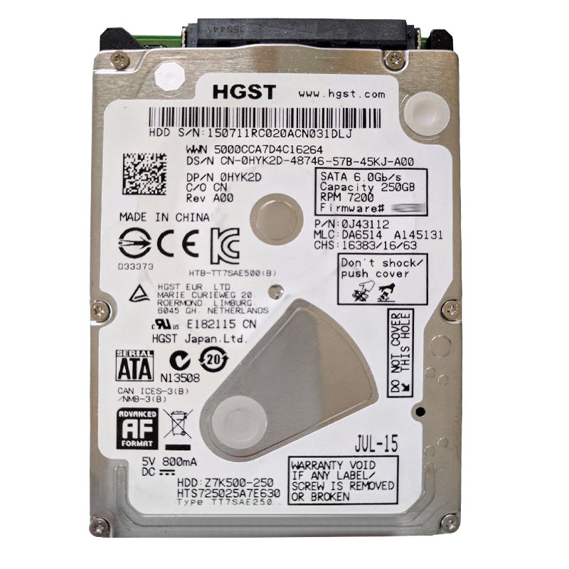 Hitachi 0J43112 - 250GB 7.2K SATA 6.0Gbps 2.5" 32MB Cache Hard Drive