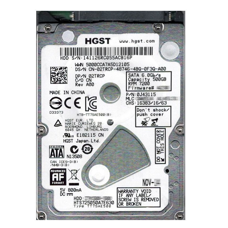 Hitachi 0J43115 - 500GB 7.2K SATA 6.0Gbps 2.5Inch 32MB Cache Hard Drive