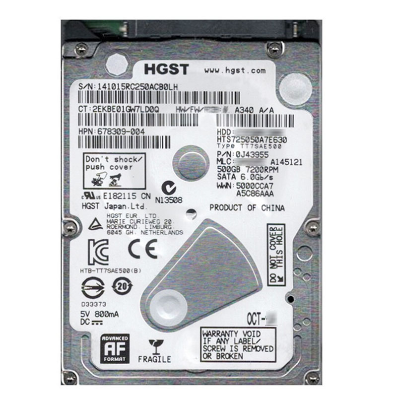 Hitachi 0J43955 - 500GB 7.2K SATA 6.0Gbps 2.5Inch 32MB Cache Hard Drive