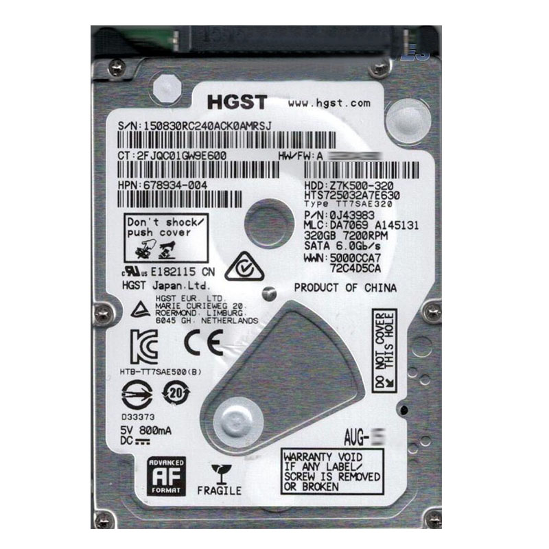 0J43983.jpg Hitachi 0J43983 - 320GB 7.2K SATA 6.0Gbps 2.5" 32MB Cache Hard Drive - Image 1