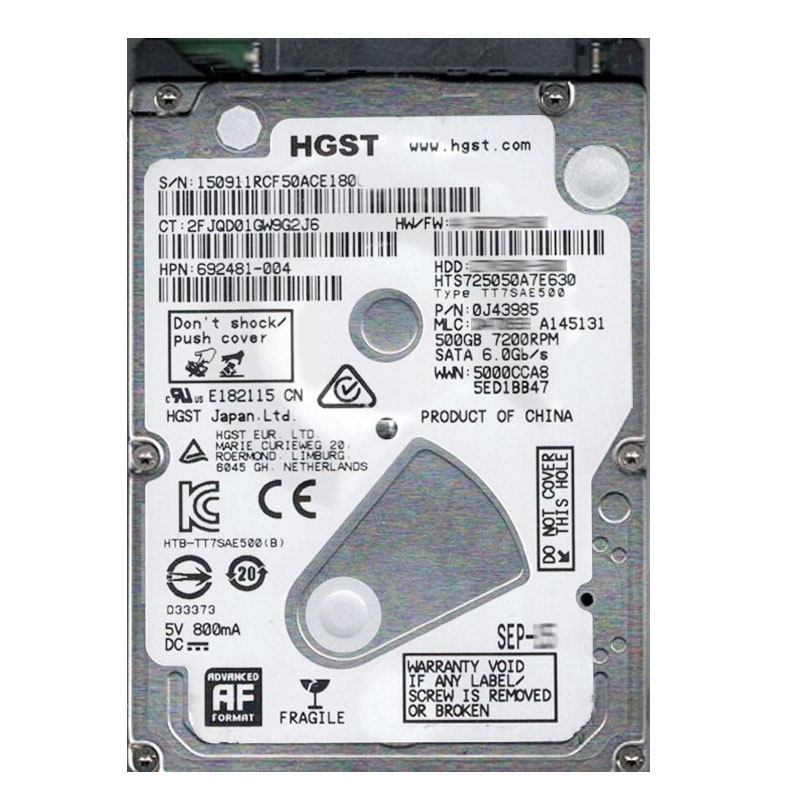 Hitachi 0J43985 - 500GB 7.2K SATA 6.0Gbps 2.5Inch 32MB Cache Hard Drive