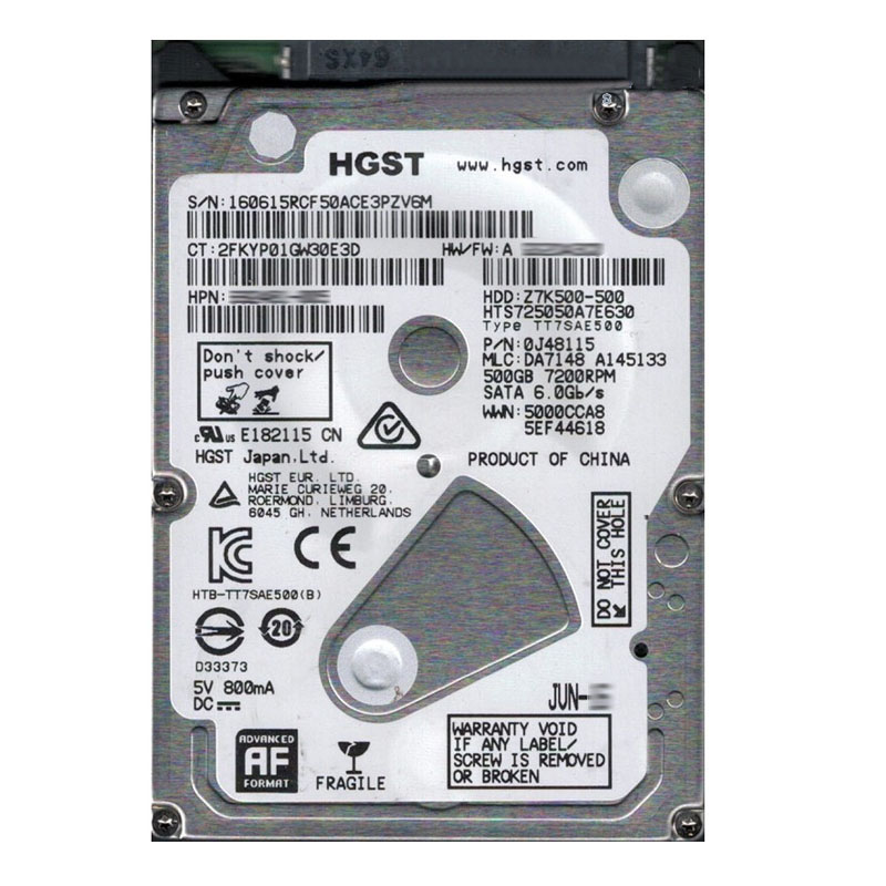 Hitachi 0J48115 - 500GB 7.2K SATA 6.0Gbps 2.5" Hard Drive