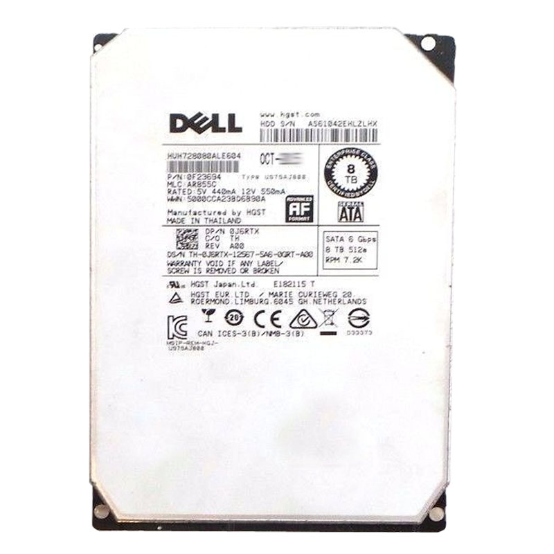 Dell 0J6RTX - 8TB 7.2K SATA 6.0Gbps 3.5" 128MB Cache Hard Drive