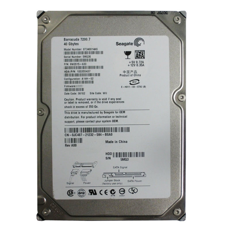 Dell 0JC407 - 40GB 7.2K SATA 3.5" Hard Drive