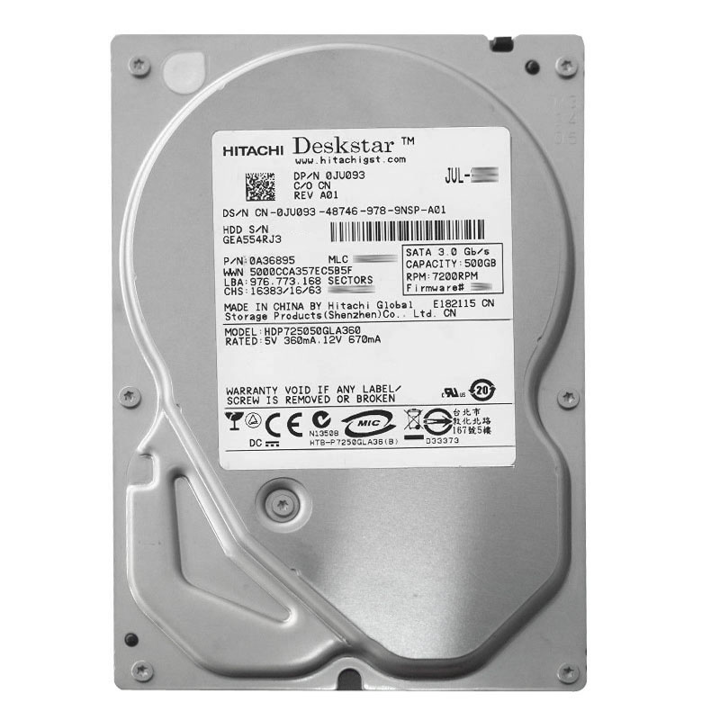 Dell 0JU093 - 500GB 7.2K SATA 3.5" Hard Drive