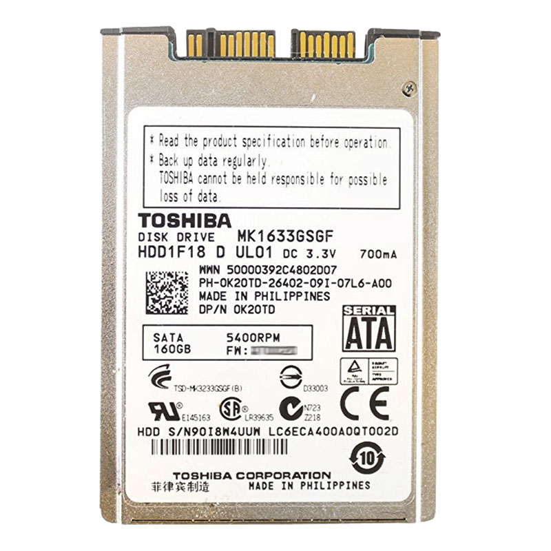 Dell 0K20TD - 160GB 5.4K SATA 1.8" Hard Drive