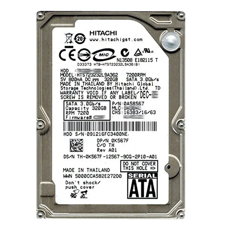 0K567F.jpg Dell 0K567F - 320GB 7.2K SATA 2.5" Hard Drive - Image 1