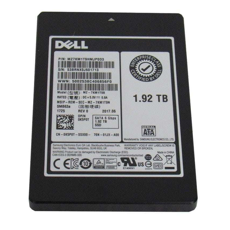 0K5P0T.jpg Dell 0K5P0T - 1.92TB SATA 6.0Gbps 2.5" SSD - Image 1