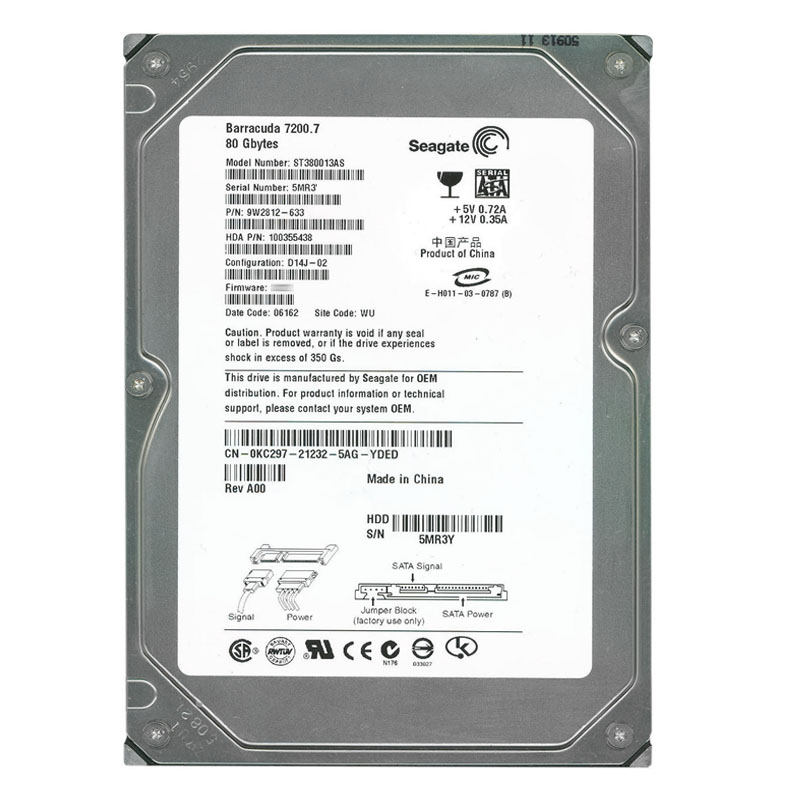 Dell 0KC297 - 80GB 7.2K SATA 3.5" 8MB Cache Hard Drive