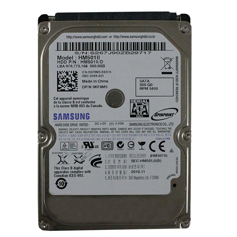 Dell 0KF8M5 - 500GB 5.4K SATA 2.5" Hard Drive