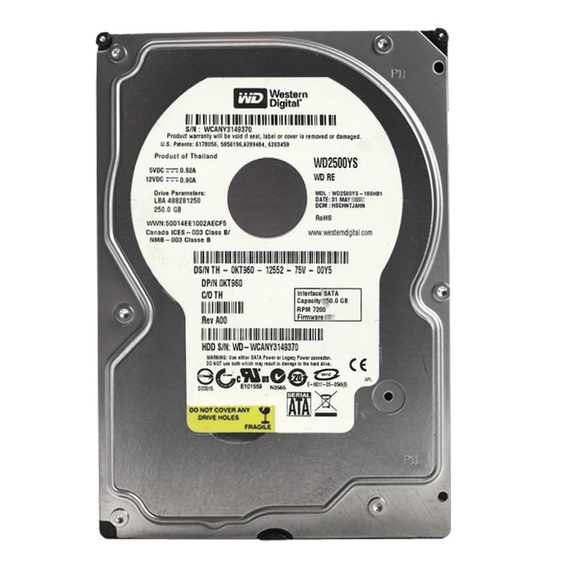 Dell 0KT960 - 250GB 7.2K SATA 3.0Gbps 3.5" 16MB Cache Hard Drive
