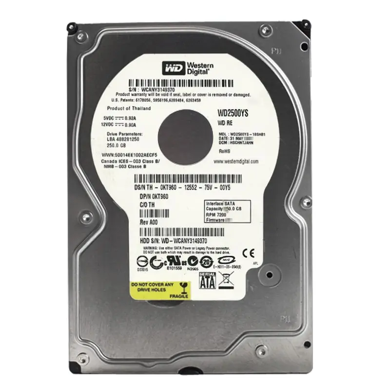 0KT960.jpg Dell 0KT960 - 250GB 7.2K SATA 3.0Gbps 3.5" 16MB Cache Hard Drive - Image 1