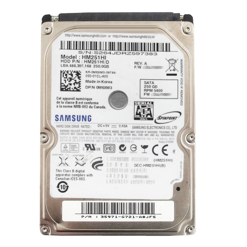 Dell 0M6XM3 - 250GB 5.4K SATA 3.0Gbps 2.5" Hard Drive