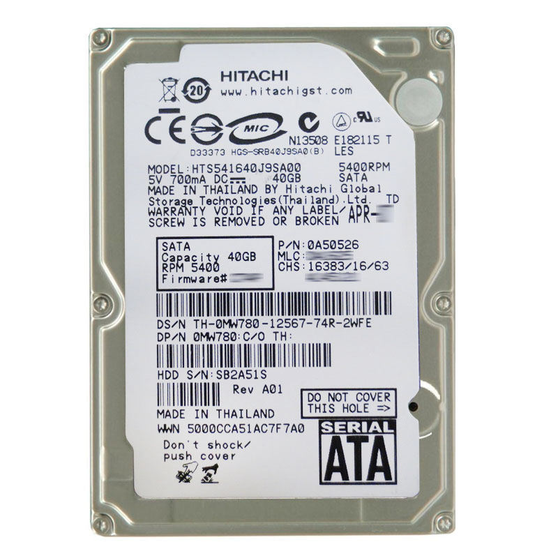 Dell 0MW780 - 40GB 5.4K SATA 2.5" Hard Drive