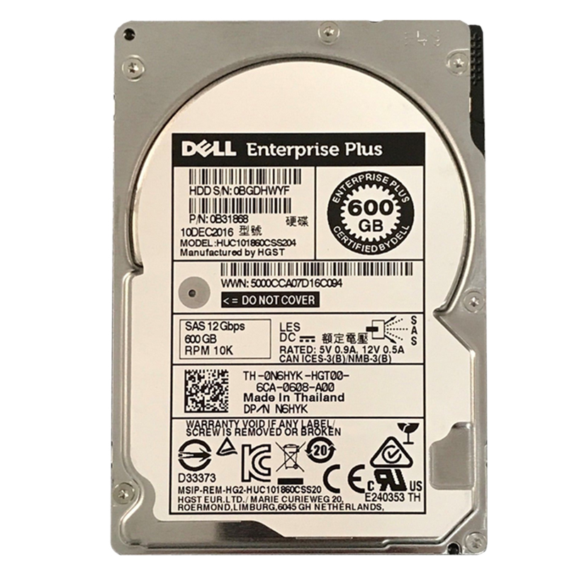 Dell 0N6HYK - 600GB 10 SAS 12Gbps 2.5" Hard Drive