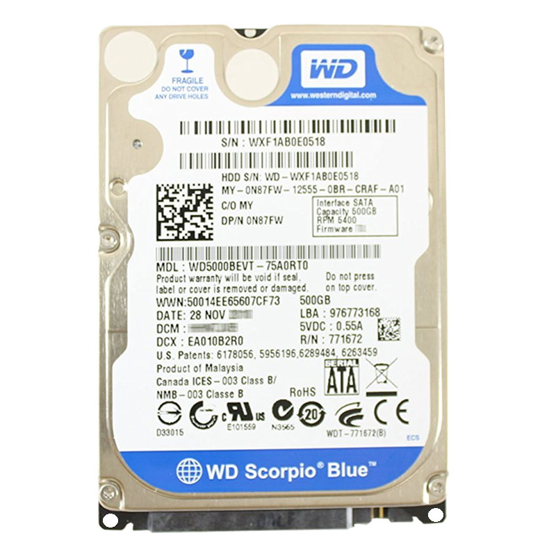 Dell 0N87FW - 500GB 5.4K SATA 2.5" Hard Drive