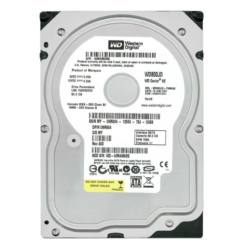 Dell 0NR694 - 80GB 7.2K SATA 3.0Gbps 3.5" Hard Drive