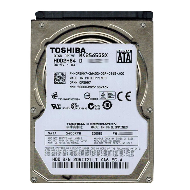 Dell 0P5WM7 - 250GB 5.4K SATA 3.0Gbps 2.5" Hard Drive
