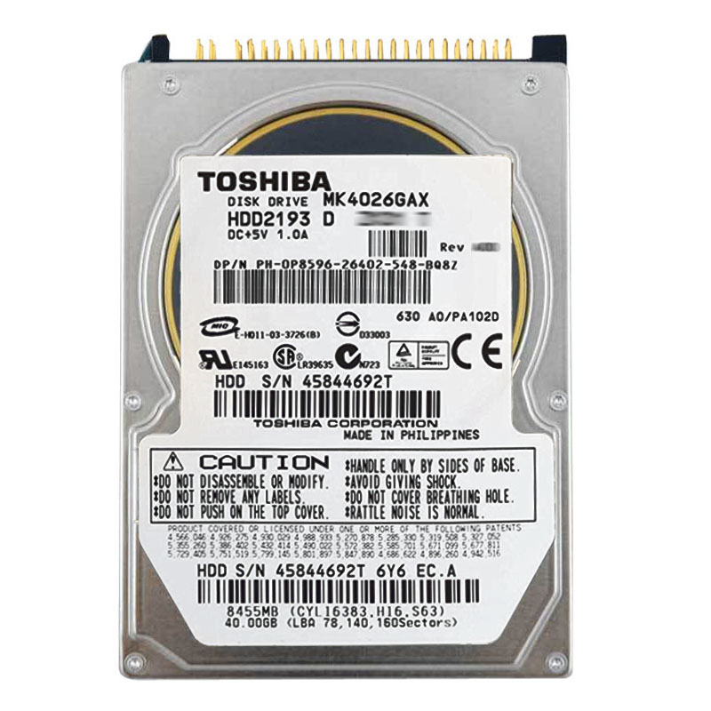 0P8596.jpg Dell 0P8596 - 40GB 5.4K IDE 2.5" Hard Drive - Image 1
