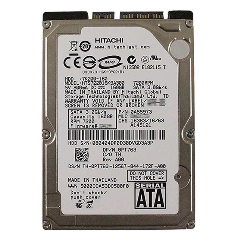 Dell 0PT763 - 160GB 7.2K SATA 2.5" Hard Drive