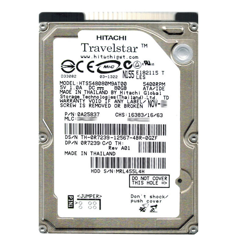 Dell 0R7239 - 80GB 5.4K IDE 2.5" 8MB Cache Hard Drive