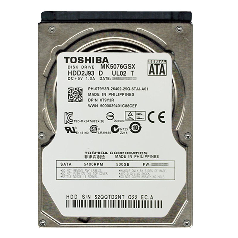 Dell 0T9Y3R - 500GB 5.4K SATA 2.5" 8MB Cache Hard Drive