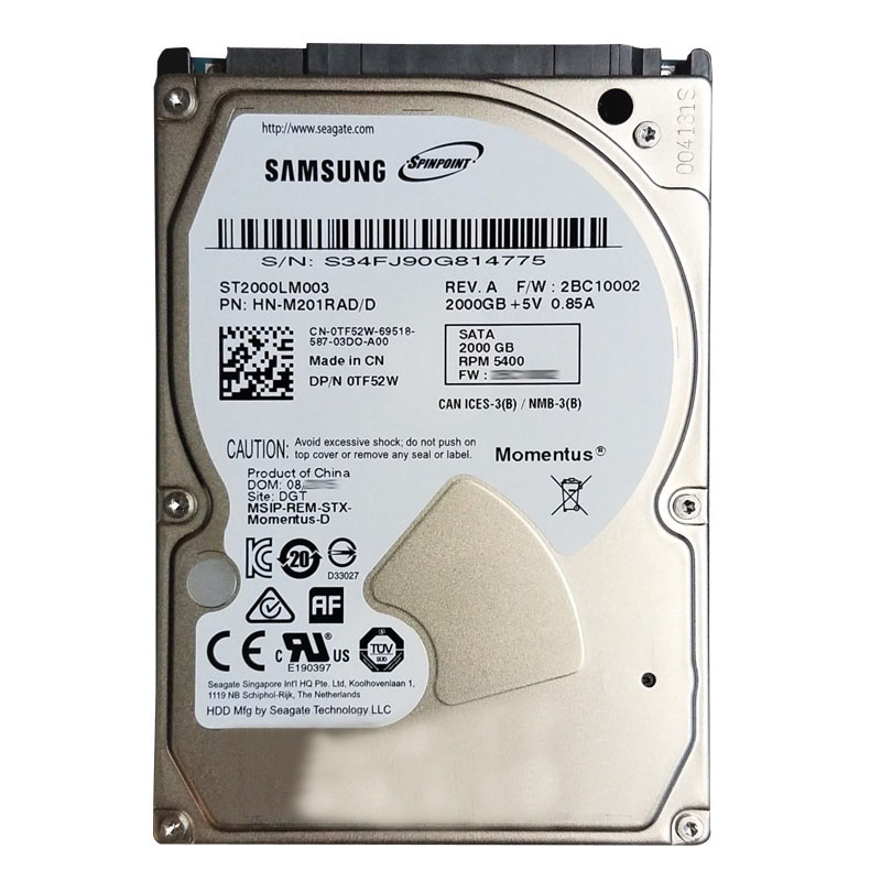 Dell 0TF52W - 2TB 5.4K SATA 2.5" Hard Drive