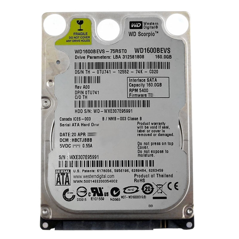 Dell 0TU741 - 160GB 5.4K SATA 2.5" Hard Drive
